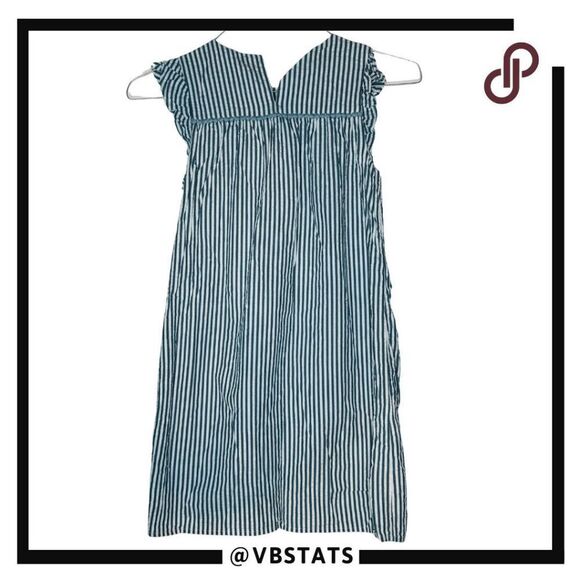 Vineyard Vines Girl's Ruffled Seersucker Striped Shift Dress Blue‎ White Size 12 - Picture 2 of 5